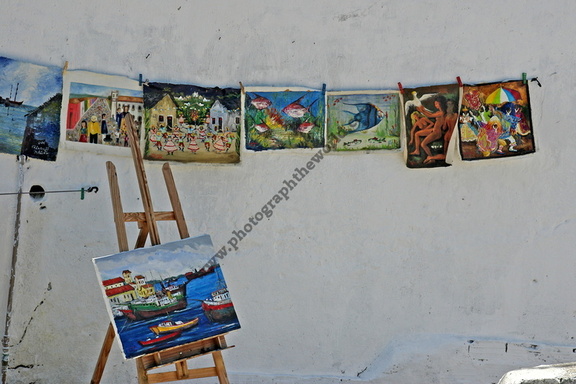 Paintings on display in Olinda, Pernambuco, Brazil
